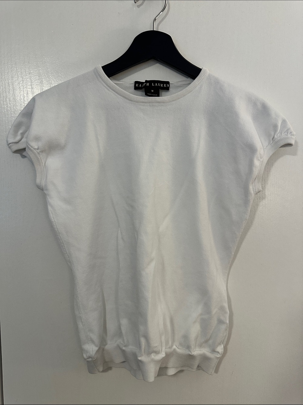 Ralph Lauren White Short-Sleeve Knit Sweatshirt Top